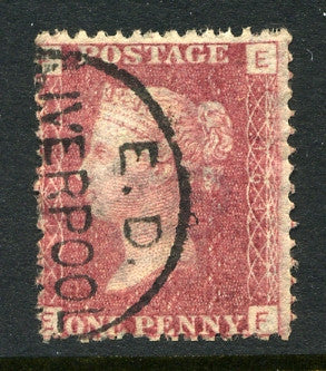 1858-79 1d Rose-red plate 161 lettered EF. A very fine used example with &quot;Liverpool&quot; CDS.