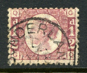1870 &#0189;d Rose-red plate 12 lettered GQ. A very fine used example with part &quot;Sunderland&quot; CDS.