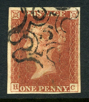 1841 1d Red-brown plate 31 lettered HC. A very fine used four margined example with No. 5 in MC.