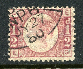 1870 &#0189;d Rose-red plate 12 lettered EG. A superb used example with Newspaper Branch oval dated 27th July, 1880.