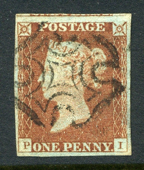 1840 1d Red-brown plate 26 lettered PI. A very fine used four margined example with black MC.
