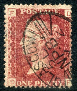 1858-79 1d Rose-red plate 219 lettered DF. A very fine used example of this scarce plate with excellent "Glasgow" newspaper branch cancel.