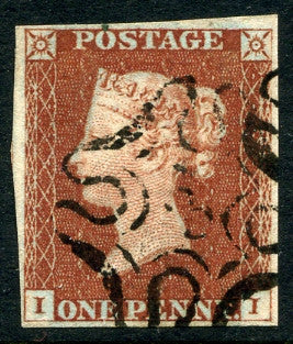 1841 1d Red-brown lettered II. A superb used four margined example with excellent No 3 in MC.