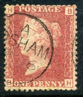 1858-79 1d Rose-red plate 72 lettered BH. A very fine CDS used example.