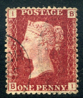 1858-79 1d Rose-red plate 92 lettered BI. A very fine CDS used example.