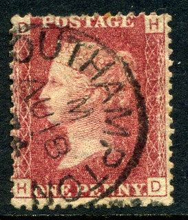 1858-79 1d Rose-red plate 165 lettered HD. A very fine used example with &quot;Southampton&quot; CDS dated 18th August, 1874.