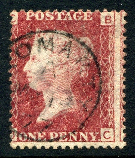 1858-79 1d Rose-red plate 175 lettered BC. A fine CDS used example.