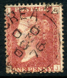 1858-79 1d Rose-red plate 189 lettered GJ. A very fine CDS used example dated 30th October, 1876.