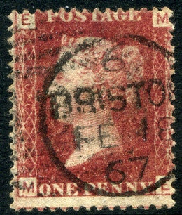 1858-79 1d Rose-red plate 99 lettered ME. A fine used example with "Bristol" CDS dated 18th february, 1867.