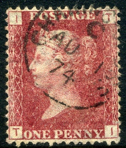 1858-79 1d Rose-red plate 172 lettered TI. A fine CDS used example dated 1st August, 1874.