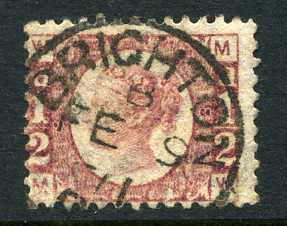 1870 &#0189;d Rose-red plate 8 lettered MW. A superb used example of this difficult plate with &quot;Brighton&quot; CDS.