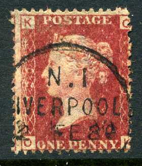 1858-79 1d Rose-red plate 220 lettered OK. A very fine used example with "Liverpool" CDS.