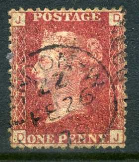 1858-79 1d Rose-red plate 215 lettered DJ. A fine used example with "London" CDS dated 26th February, 1879.