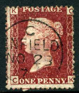 1858-79 1d Rose-red plate 210 lettered CK. A very fine used example with "Enfield" CDS dated 23rd November, 187_.
