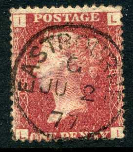 1858-79 1d Rose-red plate 181 lettered LI. A very fine used example with "Eastbourne" CDS dated 2nd June, 1877.