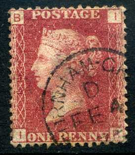 1858-79 1d Rose-red plate 182 lettered IB. A superb CDS used example with clear profile.