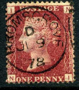 1858-79 1d Rose-red plate 201 lettered NI. A very fine used example with "Bromsgrove" CDS dated 9th June, 1878.