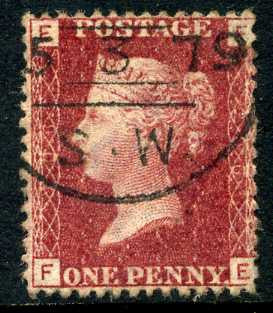 1858-79 1d Rose-red plate 206 lettered FE. A very fine CDS used example dated 5th March, 1879.