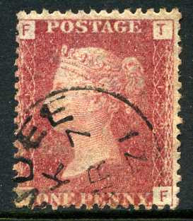 1858-79 1d Rose-red plate 129 lettered TF. A very fine used example with &quot;Dundee&quot; CDS dated 7th March, 1871.