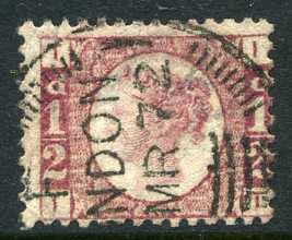 1870 &#0189;d Rose-red plate 1 lettered IT. A very fine used example with &quot;London&quot; CDS dated March, 1872. Difficult plate!