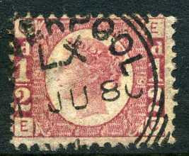 1870 &#0189;d Rose-red plate 19 lettered EC. A very fine used example with &quot;Liverpool&quot; squared circle dated June, 1880.
