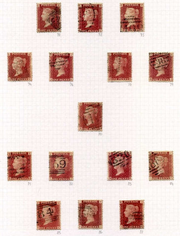 1858-79 1d Rose-red plate numbers. A fine used complete set less plates 77 & 225. Each stamp selected for clarity of plate number and fresh appearance without faults (150 stamps).